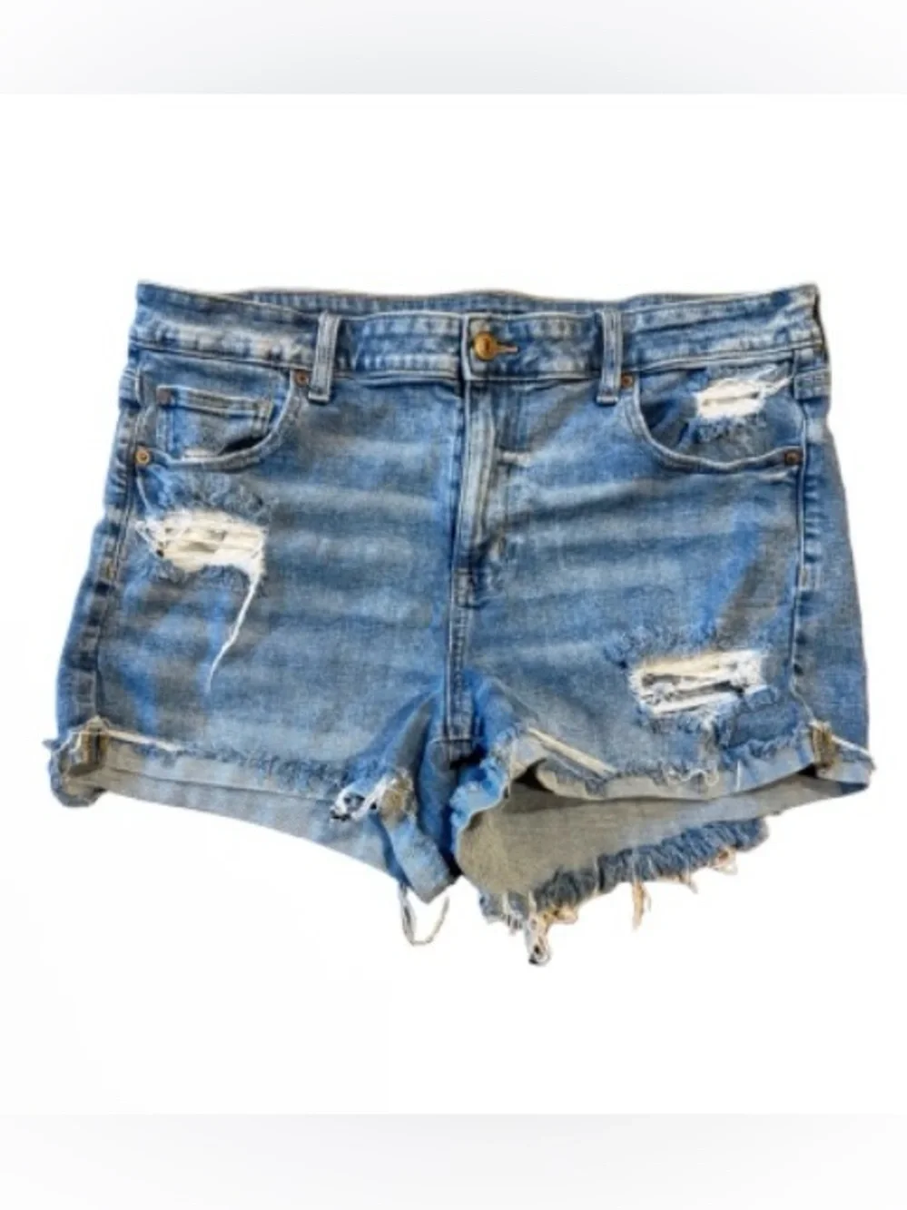 American Eagle Outfitters Stretch Hi-Rise Shortie Distressed Denim Cutoff Shorts